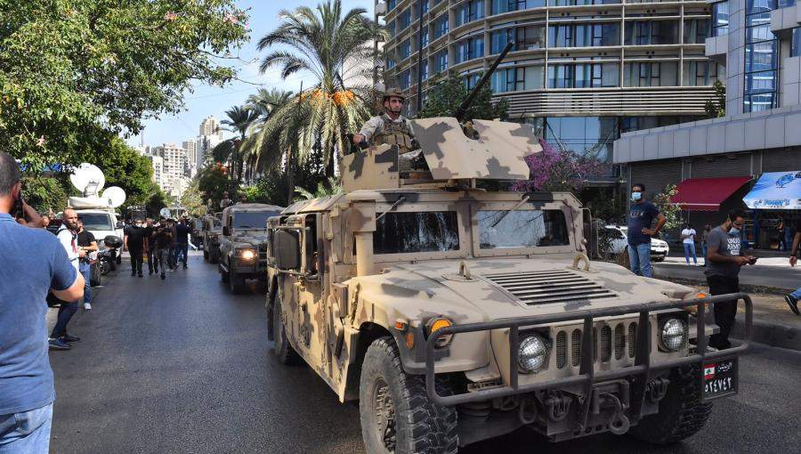 الجيش اللبناني ينتشر في منطقة الطيونة في بيروت 14 تشرين أول 2021 الجيش اللبناني ينتشر في منطقة الطيونة في بيروت 14 تشرين أول 2021