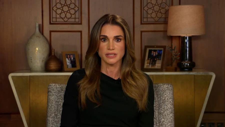 الملكة رانيا خلال مقابلة لها على CNN الملكة رانيا خلال مقابلة لها على CNN