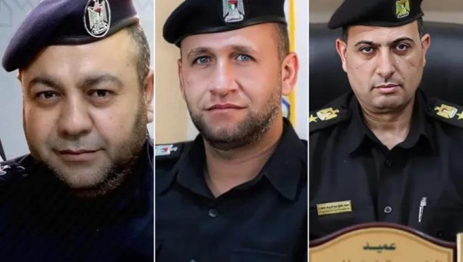 العميد فائق المبحوح (يمين) والمقدم رائد البنا (وسط) والمقدم محمود البيومي وهم ضباط الشرطة الفلسطينية الذين اغتالهم جيش الاحتلال في غزة العميد فائق المبحوح (يمين) والمقدم رائد البنا (وسط) والمقدم محمود البيومي وهم ضباط الشرطة الفلسطينية الذين اغتالهم جيش الاحتلال في غزة