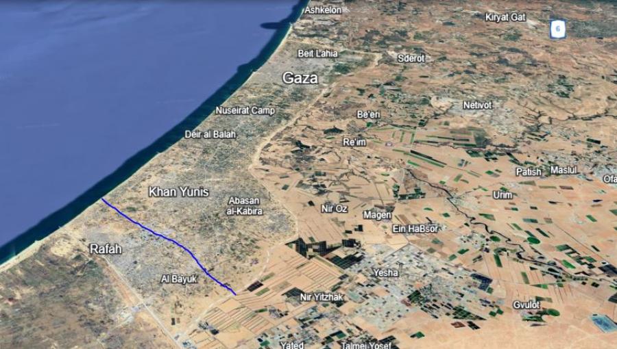 خريطة تظهر محور موراج جنوب قطاع غزة خريطة تظهر محور موراج جنوب قطاع غزة | المصدر: خرائط جوجل