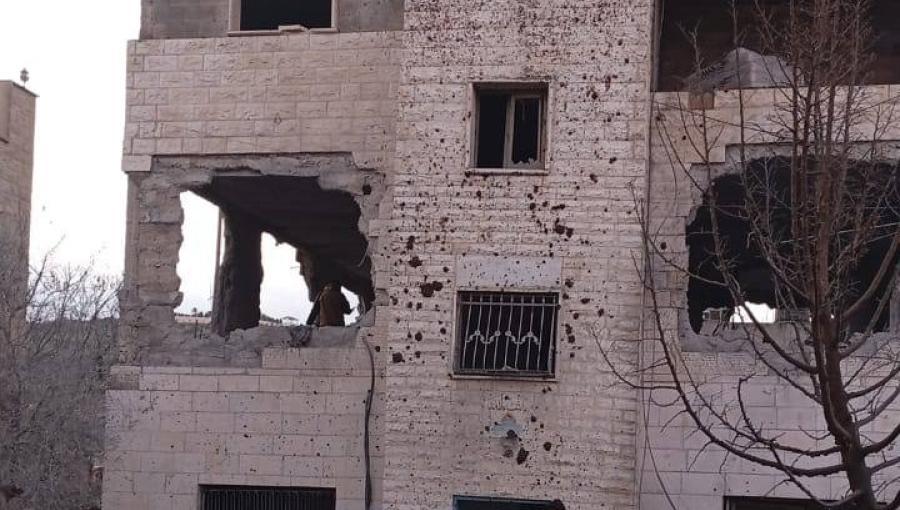 شقة الأسير أحمد أبو الرب في جنين بعد تفجيرها 14/1/2026