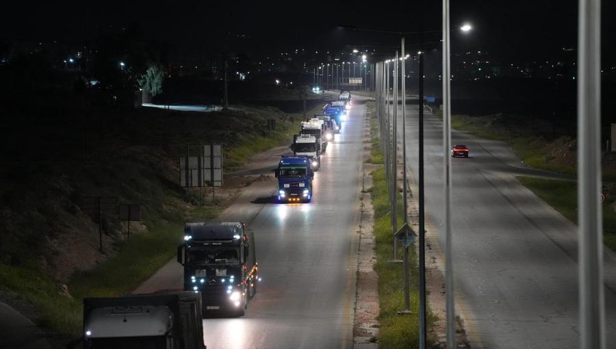شاحنات أردنية ضمن قافلة مساعدات أرسلها الأردن إلى لبنان 16/4/2026 | الهيئة الخيرية الهاشمية