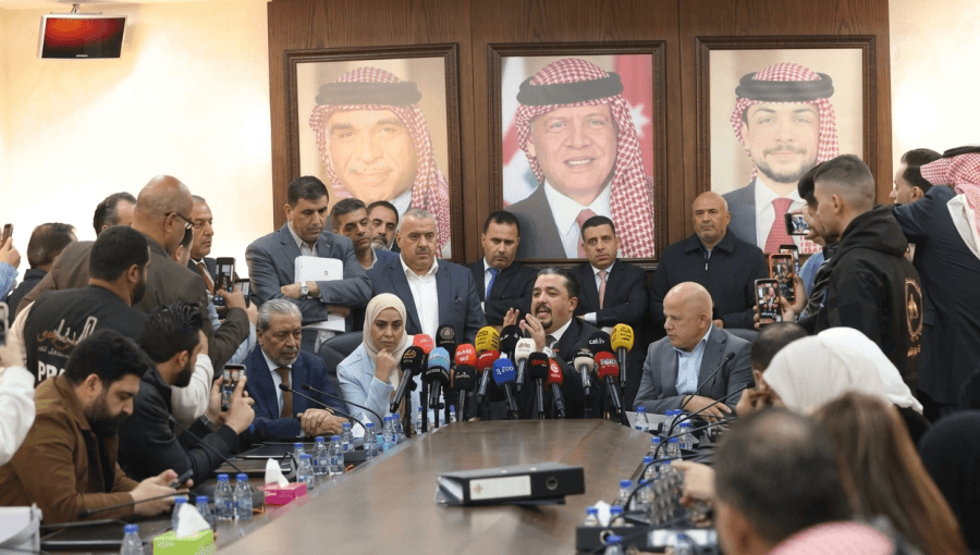 لجنة العمل النيابية خلال مؤتمر صحفي للحديث عن مشروع القانون المعدل لقانون الضمان الاجتماعي 12/4/2026