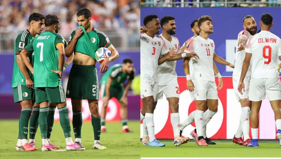 بعض لاعبي منتخبي الأردن والجزائر لكرة القدم