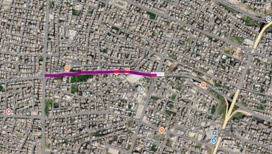 موقع أعمال التعبيد في شارع الملكة زين الشرف | Google map