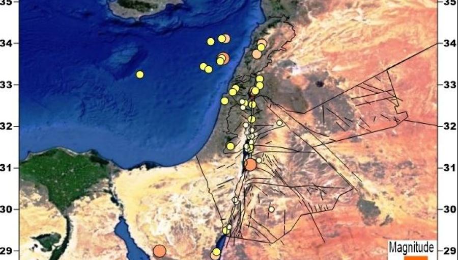 خارطة توضح النشاط الزلزالي في الأردن والمنطقة | مرصد الزلازل الأردني
