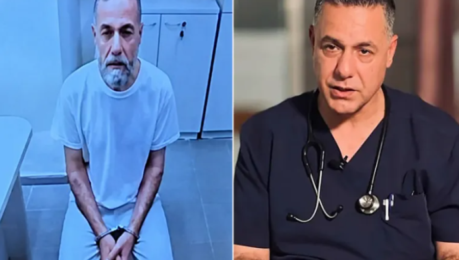 الطبيب الفلسطيني حسام أبو صفية قبل اعتقاله (يمين) وبعد تعرضه للاعتقال وتدهور حالته الصحية (يسار) | الجزيرة