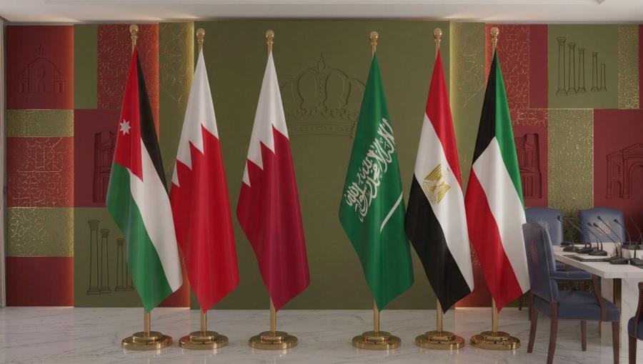 أعلام الأردن والبحرين والسعودية والكويت وقطر ومصر مولدة بالذكاء الاصطناعي