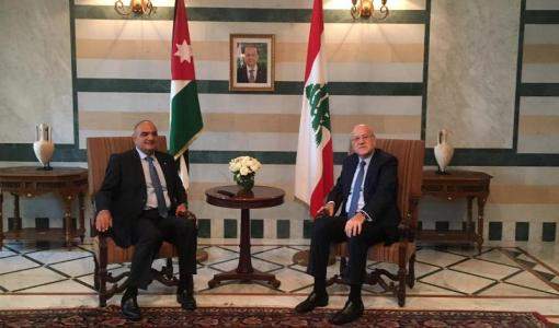 رئيس الوزراء اللبناني نجيب ميقاتي يلتقي بشر الخصاونة في السراي الحكومي- بيروت 30 أيلول 2021