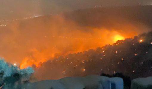 النيران مشتعلة في أشجار بلوط بمحمية غابات اليرموك- السبت 14 أيار/ مايو 2022 النيران مشتعلة في أشجار بلوط بمحمية غابات اليرموك- السبت 14 أيار/ مايو 2022