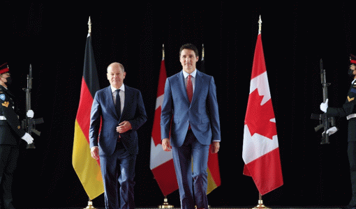 رئيس الوزراء الكندي جاستن ترودو و المستشار الألماني أولاف شولتس -22 آب  2022 مونتريال