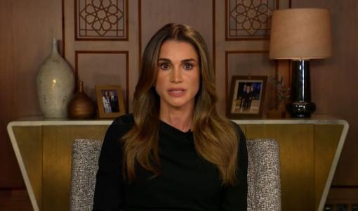 الملكة رانيا خلال مقابلة لها على CNN الملكة رانيا خلال مقابلة لها على CNN