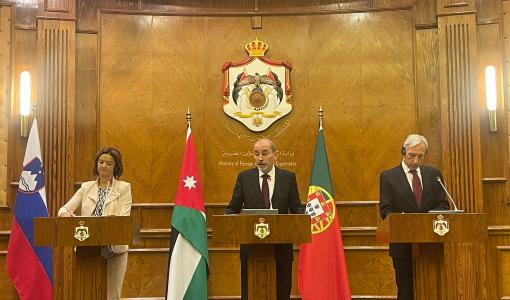 أيمن الصفدي ونظيريه السلوفينية والبرتغالي- عمان 25 تشرين الثاني 2023