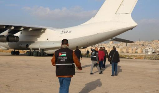 إحدى طائرات المساعدات الإغاثية التي سيرتها الهيئة إلى غزة - 23 تشرين الثاني 2023