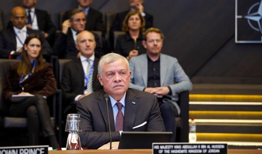 الملك خلال لقائه مع مجلس حلف شمال الأطلسي (الناتو)