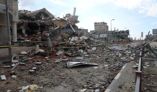 الدمار الذي خلفه جيش الاحتلال الإسرائيلي بعد انسحابه من مخيم النصيرات وسط قطاع غزة 23/1/2024 | المصدر: سبوتنيك الروسية