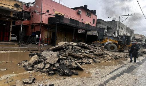 جانب من آثار الدمار الذي أحدثه الاحتلال في مخيم نور شمس 12/1/2024 | المصدر : وكالة "وفا" الفلسطينية