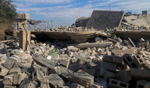 منزل مدمر نتيجة الضربة الأمريكية على مدينة القائم في العراق 3/2/2024 | المصدر: رويترز