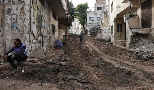 آثار الدمار الذي أحدثه الاحتلال خلال اقتحامه جنين 29/1/2024 | المصدر: وكالة الأنباء الفرنسية