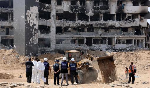 الدمار الذي أحقه الاحتلال بمستشفى الشفاء في غزة والذي تحول إلى أنقاض بعد عملية استمرت أسبوعين | المصدر: وكالة الأنباء الفرنسية