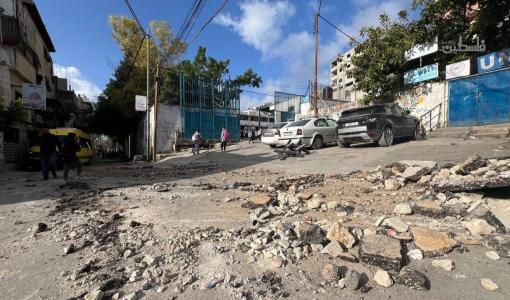 آثار الدمار الذي ألحقه الاحتلال بالبنية التحتية في مخيم بلاطة شرق نابلس 12/5/2024 | المصدر: فلسطين بوست