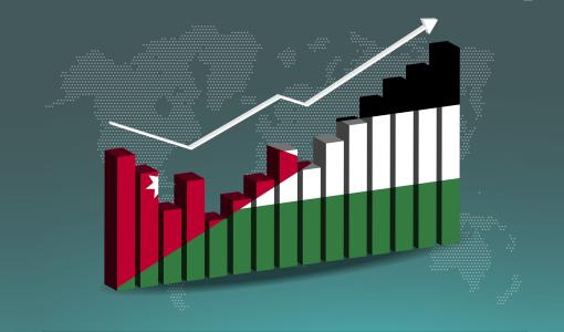 رسم تعبيري عن الاقتصاد بشكل علم الأردن | المصدر: the media line