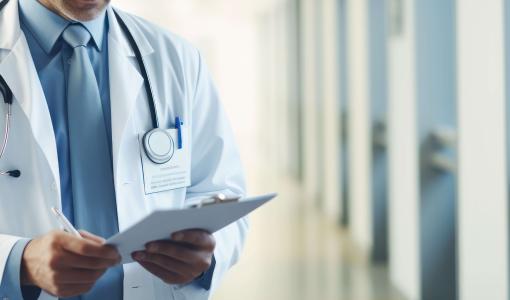 طبيب يسجل بيانات مريض | ذكاء اصطناعي: freepik