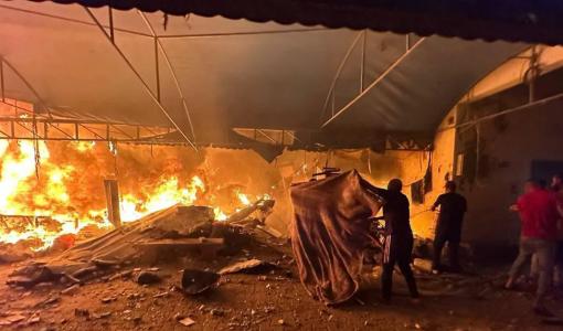 محرقة خيام النازحين في دير البلح محرقة خيام النازحين في دير البلح 14/10/2024