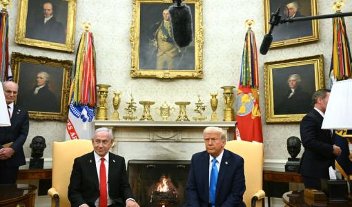 ترامب ونتنياهو أمام الصحافة في غرفة البيت الأبيض