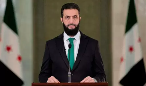 الرئيس السوري أحمد الشرع خلال كلمته بعد اتفاق وقف إطلاق النار في السويداء 17/7/2025 | المصدر: رويترز