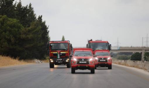 فرق الإطفاء الأردنية في طريق عودتها بعد إنهاء مهمتها في إطفاء حرائق سوريا 16/7/2025 | المصدر: مديرية الأمن العام