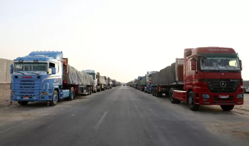 شاحنات مساعدات متجهة إلى غزة عالقة في العريش بمصر أرشيفية لشاحنات مساعدات متجهة إلى غزة عالقة في العريش بمصر 4/7/2024 | المصدر: رويترز