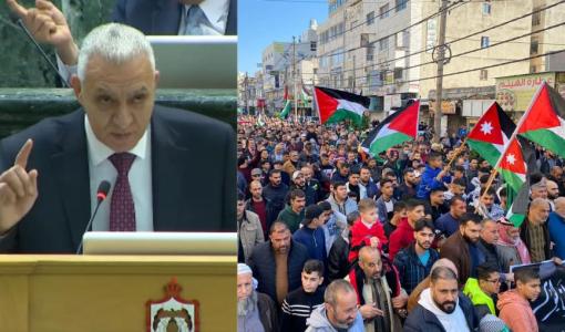 النائب حسين العموش ومسيرة سابقة في إربد دعما لغزة