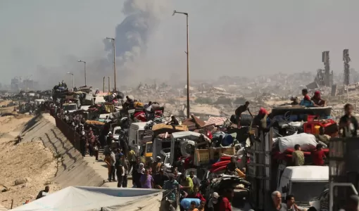 سكان مدينة غزة ينزحون جنوبا بناء على أوامر إخلاء قسري من جيش الاحتلال الإسرائيلي سكان مدينة غزة ينزحون جنوبا بناء على أوامر إخلاء قسري من جيش الاحتلال الإسرائيلي 14/9/2025 | المصدر: رويترز