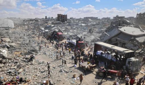 فلسطينيون في خانيونس | وكالة الأنباء الفرنسية