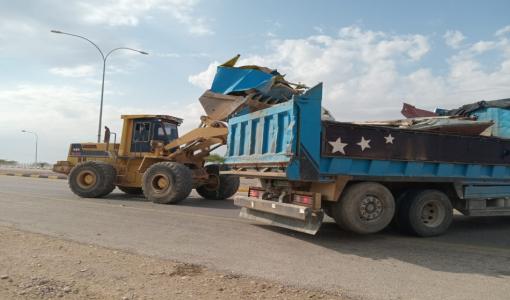 جانب من حملة إزالة العشوائيات في البحر الميت