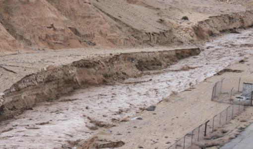 سيول في محيط سد وادي الكرك | المصدر: المملكة