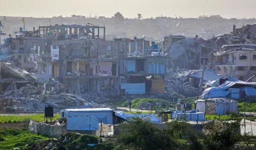 مباني مدمرة في خانيونس جنوب قطاع غزة 25/1/2026 | وكالة الأنباء الفرنسية