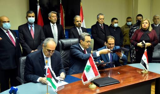 مراسم توقيع اتفاقية تزويد لبنان بالكهرباء من الأردن عبر سوريا ، بيروت 26/1/2022 | أرشيفية