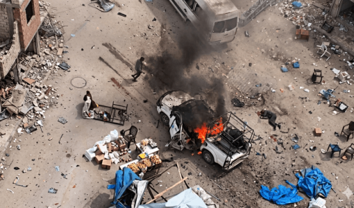 استهداف من طائرات الاستطلاع في محيط مفترق الأسرة في شارع النفق بمدينة غزة 13/4/2026