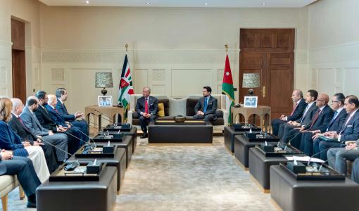 جانب من لقاء الملك عبد الله الثاني بالوفد الوزاري السوري في قصر الحسينية 12/4/2026 | الديوان الملكي الهاشمي