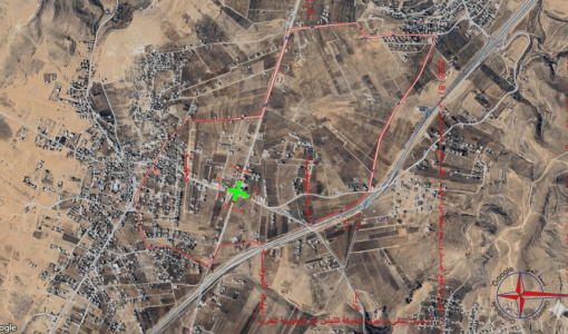 خارطة تبين مخططا للمنطقة التي ستشمها أعمال التوسعة والتأهيل من تقاطع شارع البترول مع جحفية في إربد | وزارة الأشغال العامة والإسكان