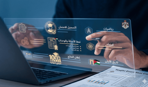 صورة مولدة بالذكاء الاصطناعي تعبر عن رقمنة امتحان التوجيهي