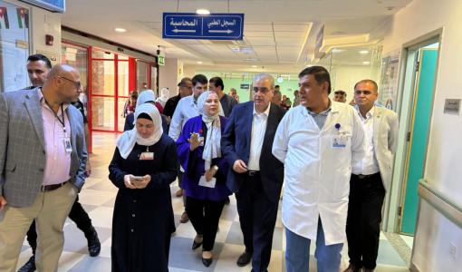 جانب من زيارة  وزير الصحة إبراهيم البدور إلى عيادات مستشفى الأميرة بسمة الحكومي في محافظة إربد 23/7/2026