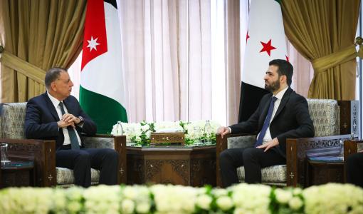 وزير الداخلية مازن الفراية مع نظيره السوري أنس خطاب في العاصمة السورية دمشق 8/7/2026