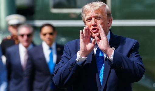 الرئيس الأمريكي دونالد ترامب يتحدث للصحفيين في قاعدة كامب ديفيد العسكرية بولاية ماريلاند | فرانس برس