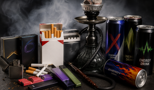 منتجات تبغ ومشروبات طاقة