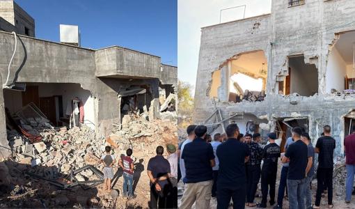 آثار الدمار الذي خلفه الاحتلال عقب استهداف منزل الشهيد عبد الكريم خضر في عقربا 8/9/2026