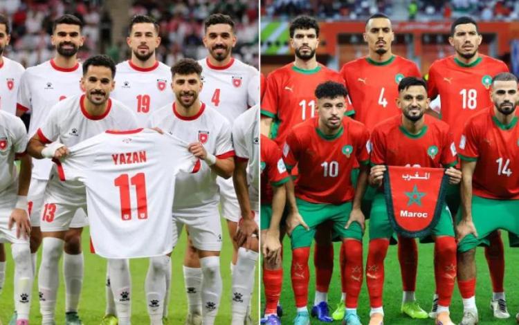 المنتخب المغربي (يمين) والمنتخب الأردني (يسار)