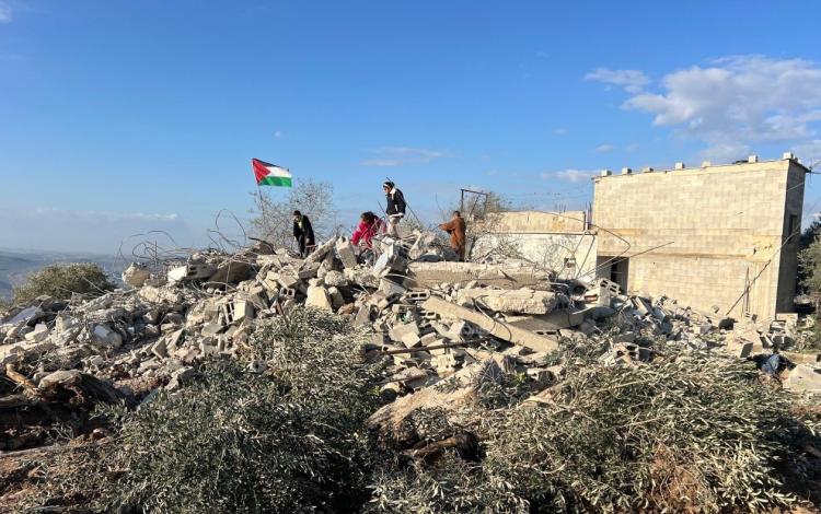 ركام منزل الشهيد مالك سالم في بلدة بزاريا شمال غرب نابلس 24/12/2025 | فلسطين بوست